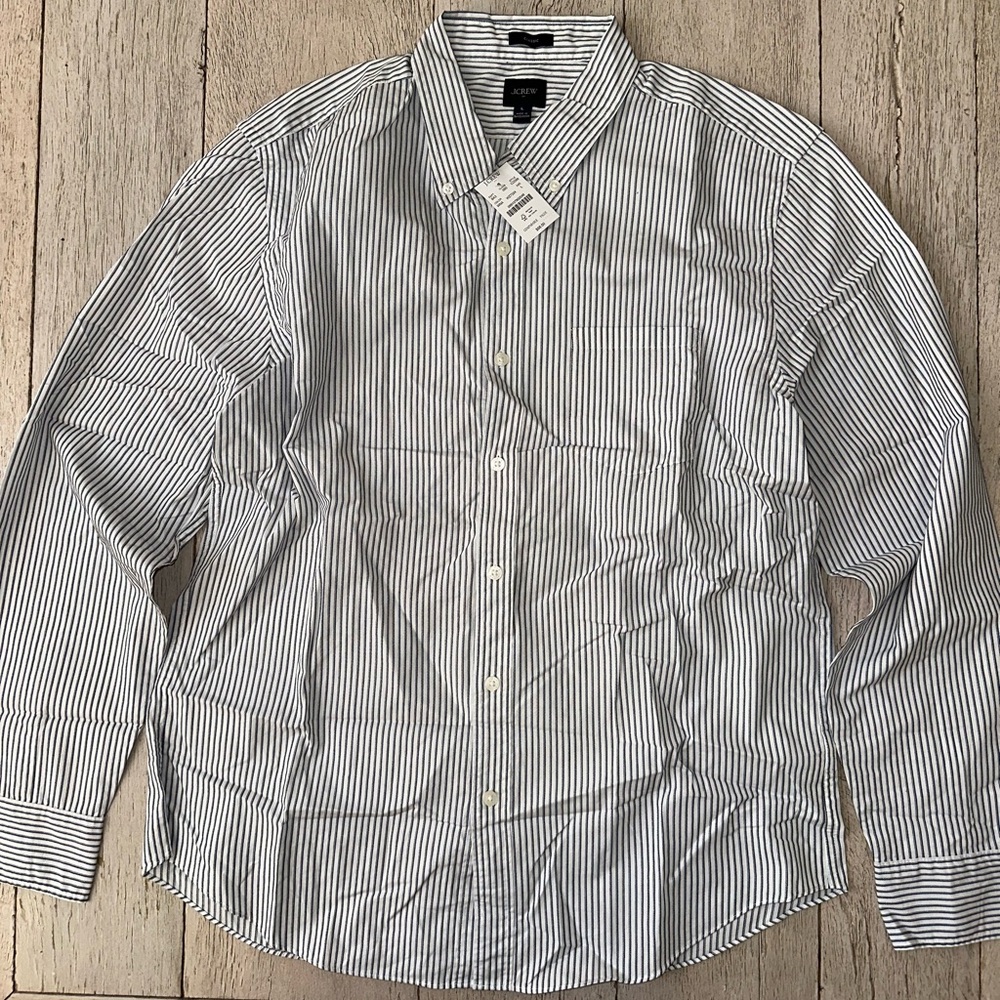 J. Crew Blue and White Striped Button Down Shirt